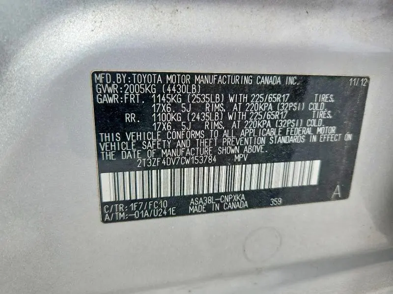 2012 TOYOTA RAV4 BASE  