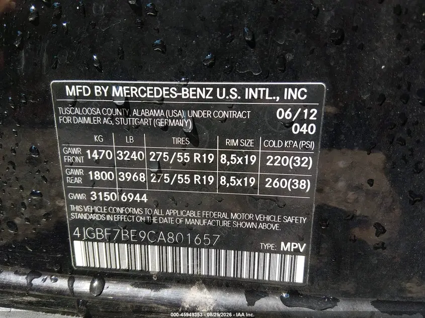 2012 MERCEDES-BENZ GL 450 4MATIC