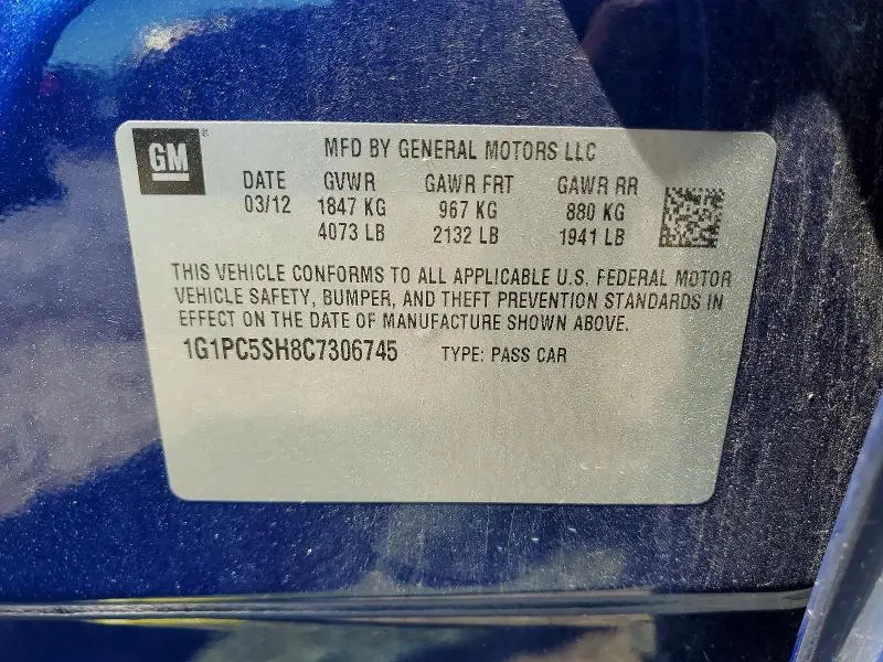 2012 CHEVROLET CRUZE LS  