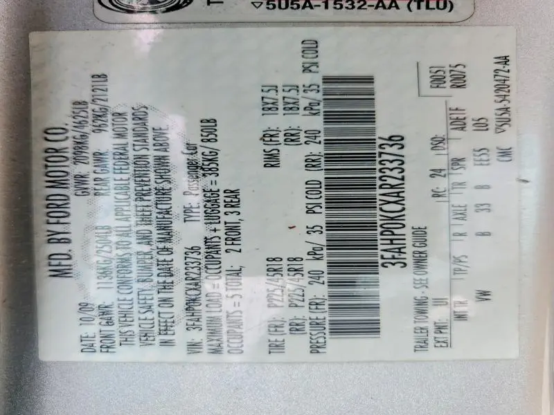 2010 FORD FUSION SPORT  