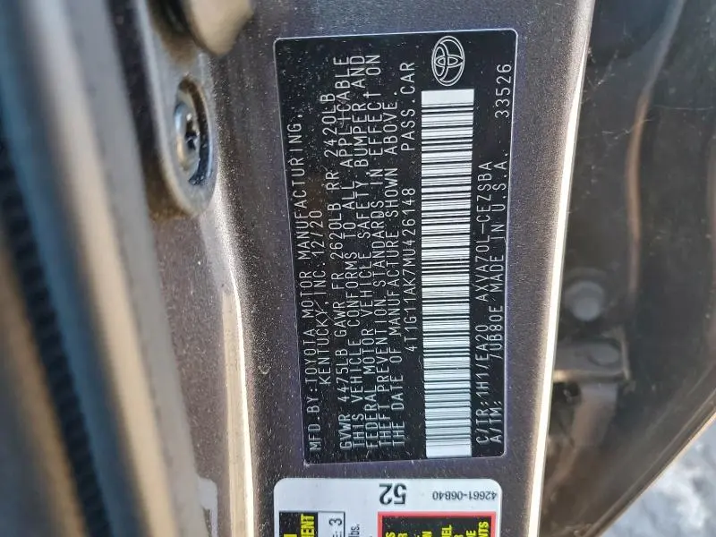 2021 TOYOTA CAMRY SE  