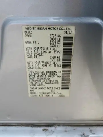 2012 NISSAN PATHFINDER S  