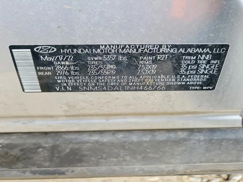 2022 HYUNDAI SANTA FE LIMITED  