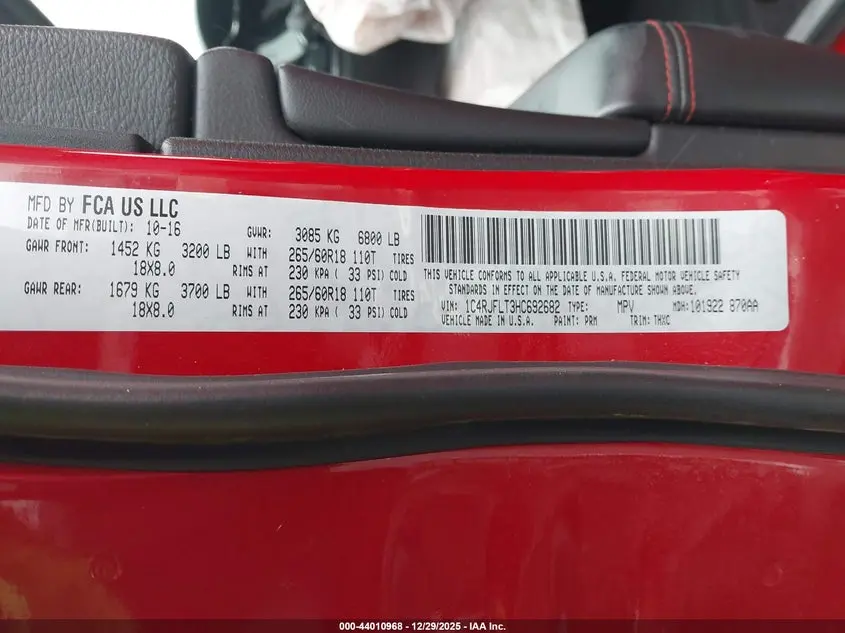 2017 JEEP GRAND CHEROKEE TRAILHAWK 4X4