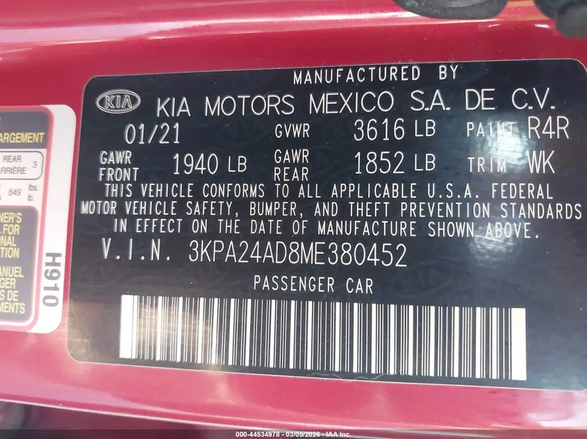 2021 KIA RIO S