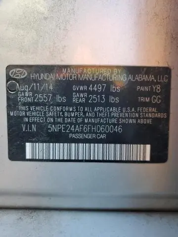 2015 HYUNDAI SONATA SE  