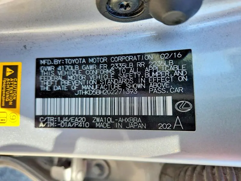2016 LEXUS CT 200  