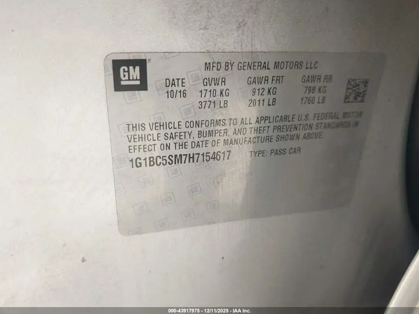 2017 CHEVROLET CRUZE LS AUTO