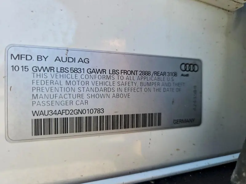 2016 AUDI A8 L QUATTRO  
