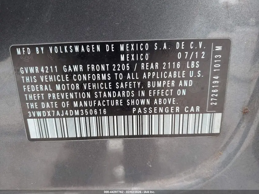 2013 VOLKSWAGEN JETTA SE