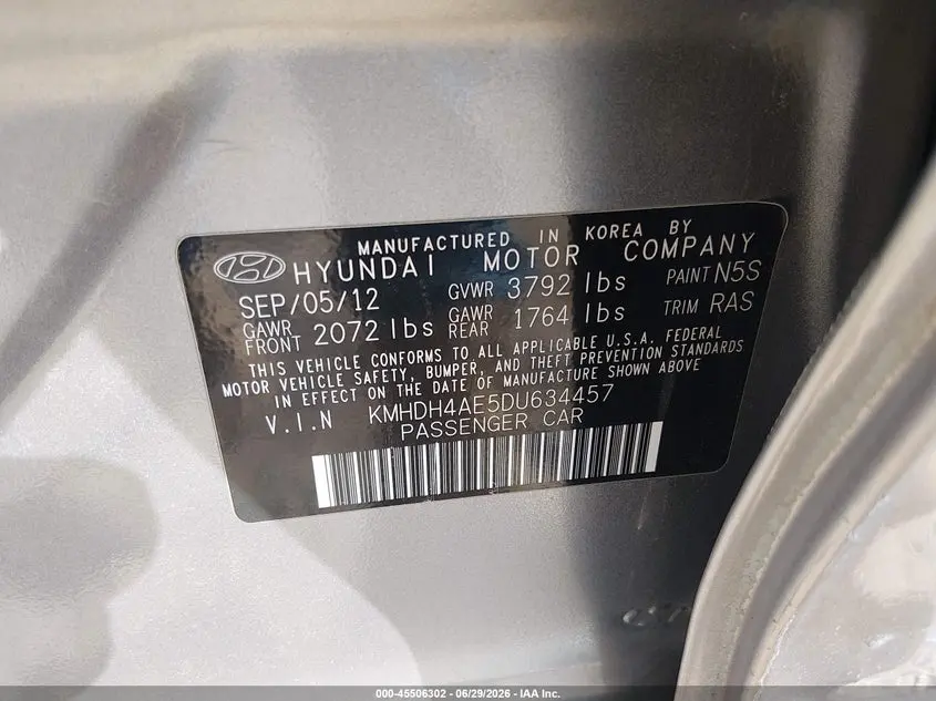 2013 HYUNDAI ELANTRA LIMITED