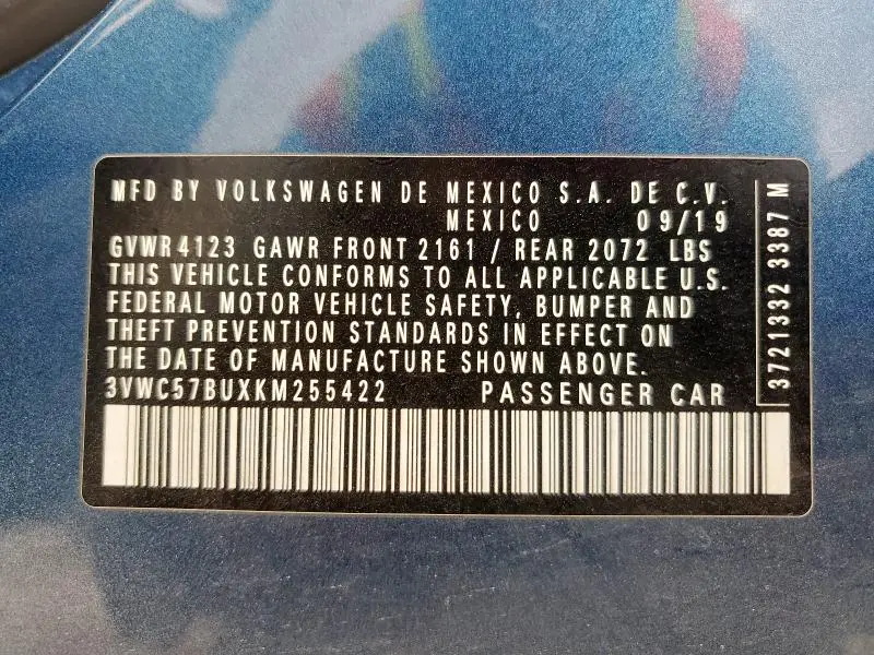 2019 VOLKSWAGEN JETTA S  