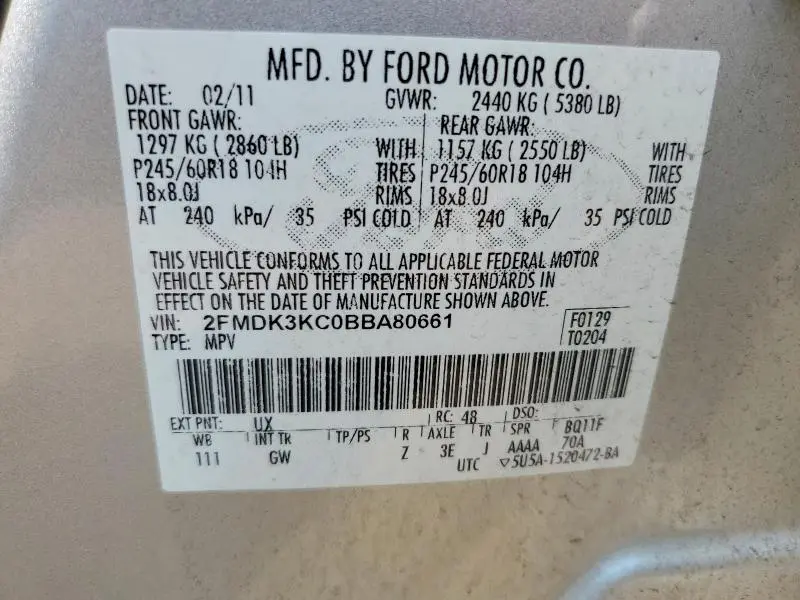 2011 FORD EDGE LIMITED  