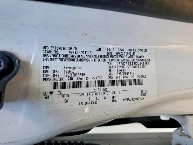 2013 FORD FOCUS S  