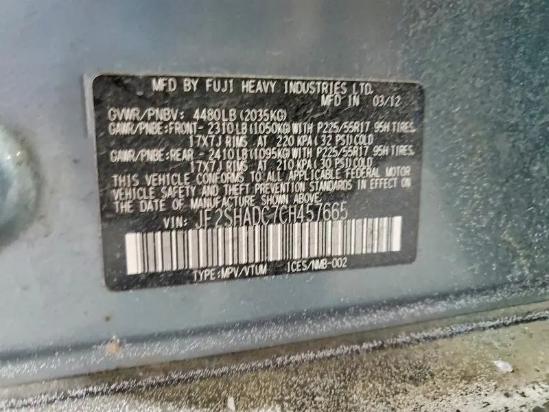 2012 SUBARU FORESTER 2.5X PREMIUM  