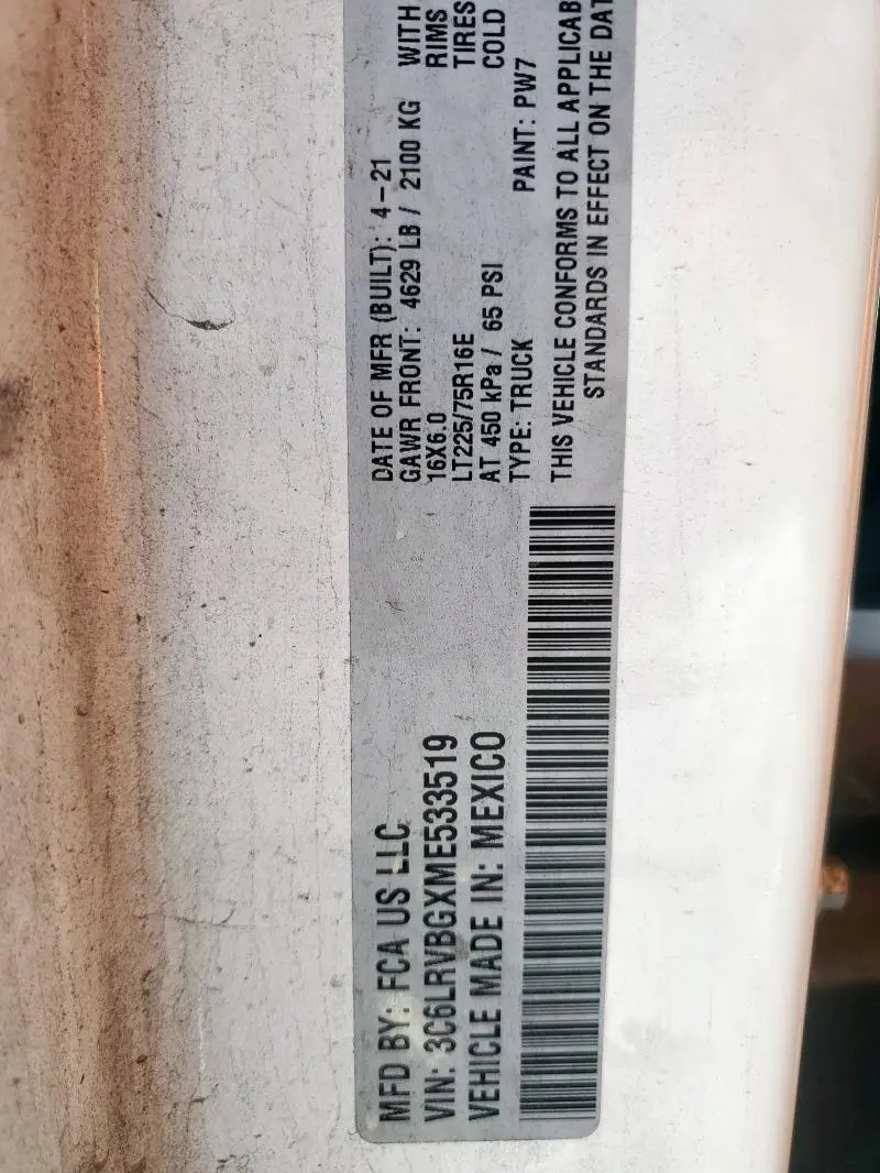 2021 RAM PROMASTER 1500 1500 HIGH  