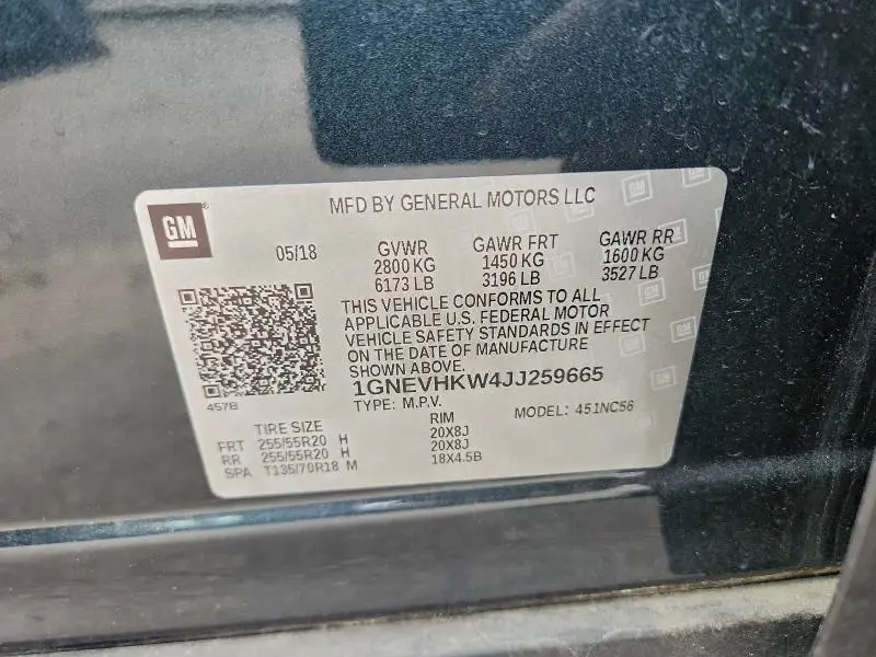 2018 CHEVROLET TRAVERSE LT  