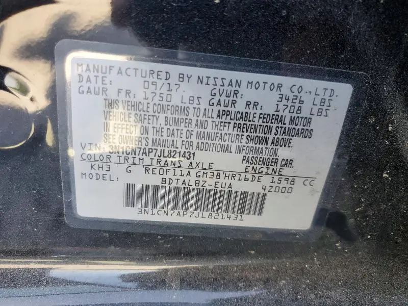 2018 NISSAN VERSA SV  