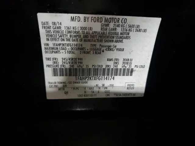 2015 FORD TAURUS SHO  