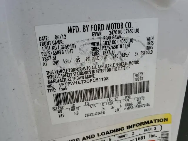 2012 FORD F150 SUPERCREW  