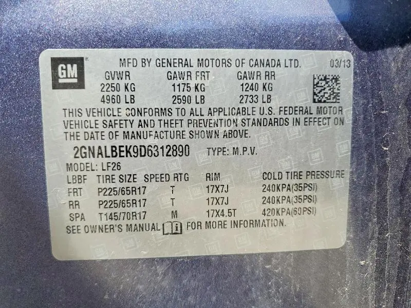 2013 CHEVROLET EQUINOX LS  