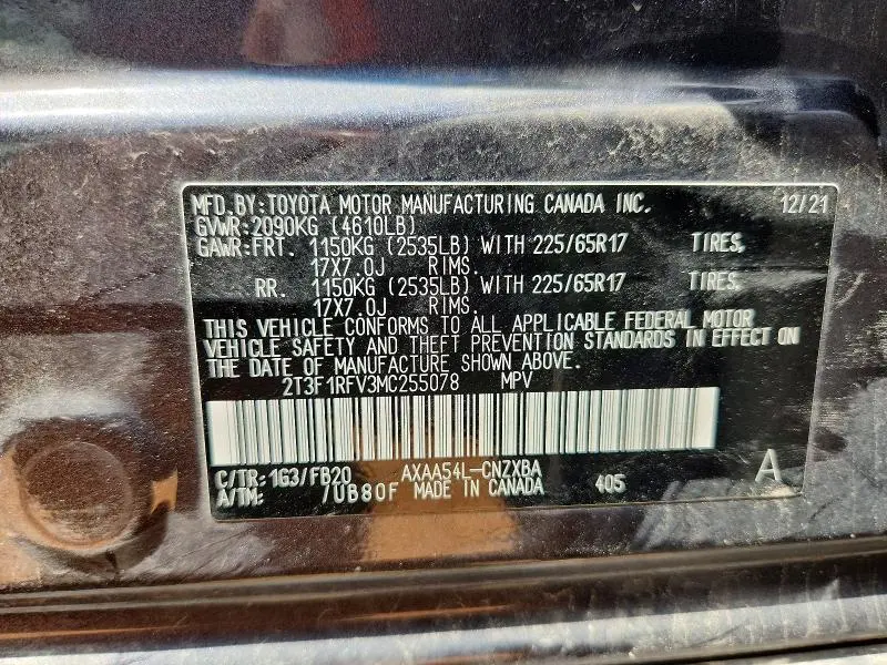 2021 TOYOTA RAV4 LE  