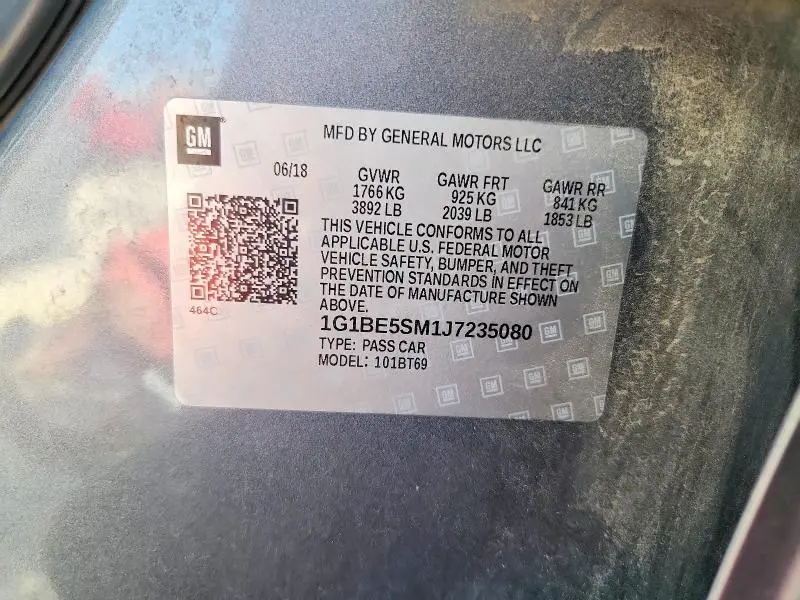 2018 CHEVROLET CRUZE LT  