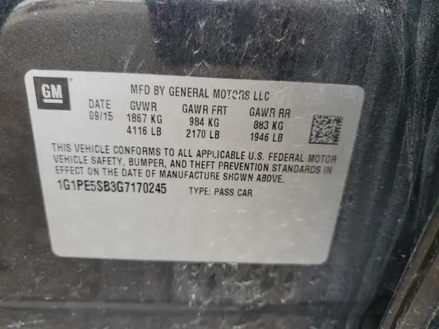 2016 CHEVROLET CRUZE LIMITED LT