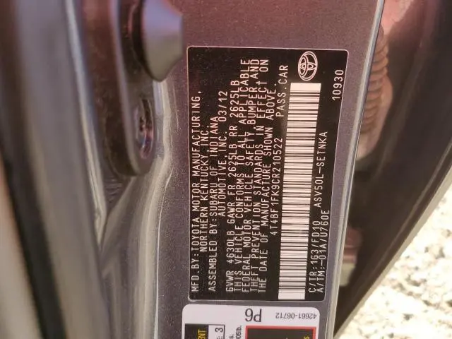 2012 TOYOTA CAMRY BASE  