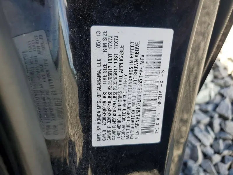 2013 HONDA ODYSSEY EXL  