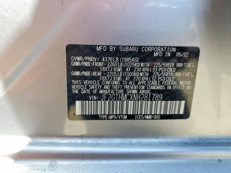 2022 SUBARU CROSSTREK LIMITED  