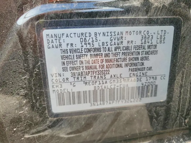 2015 NISSAN SENTRA S  
