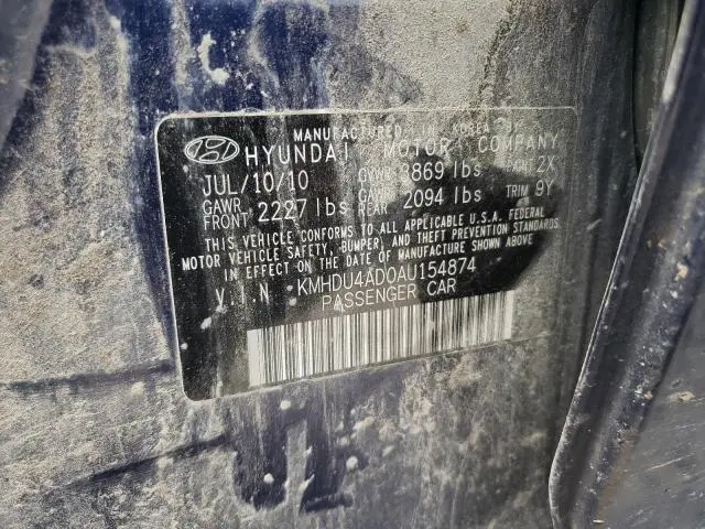 2010 HYUNDAI ELANTRA BLUE  
