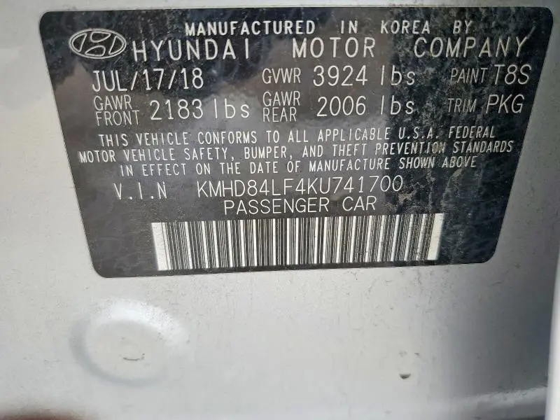 2019 HYUNDAI ELANTRA LIMITED  