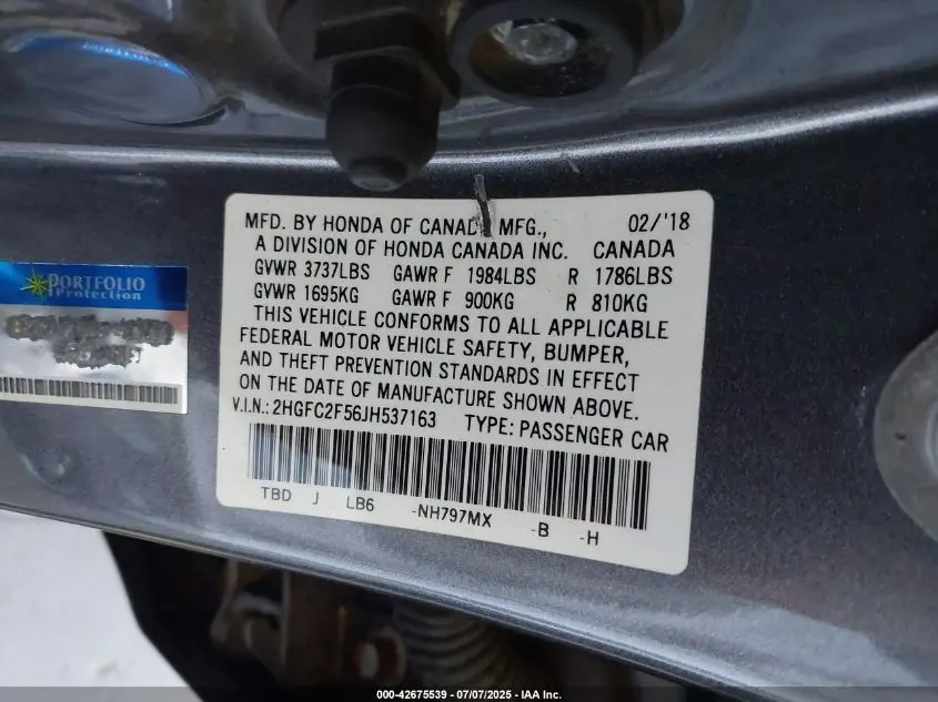 2018 HONDA CIVIC LX