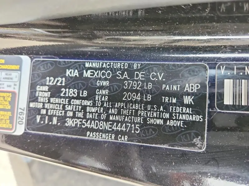 2022 KIA FORTE GT LINE  