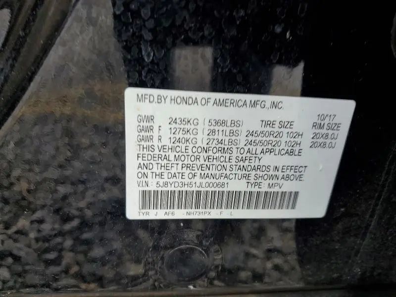 2018 ACURA MDX TECHNOLOGY  