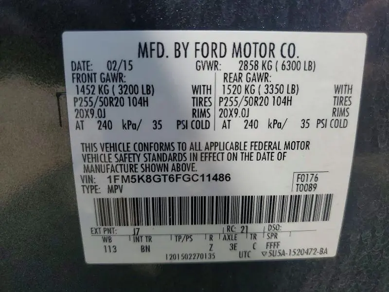 2015 FORD EXPLORER SPORT  