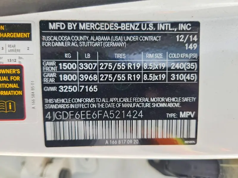 2015 MERCEDES-BENZ GL 450 4MATIC  
