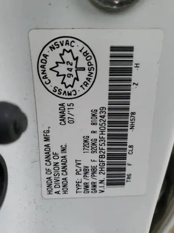 2015 HONDA CIVIC LX  