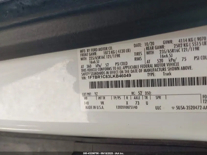 2020 FORD TRANSIT-250  