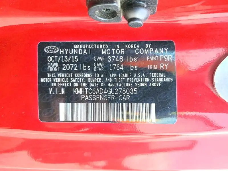 2016 HYUNDAI VELOSTER BASE  