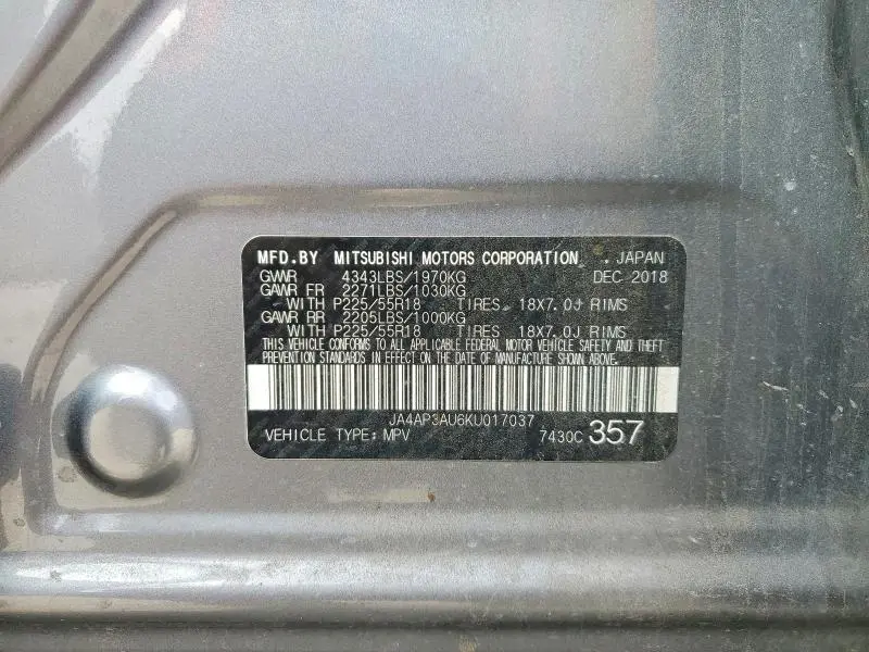 2019 MITSUBISHI OUTLANDER SPORT ES  