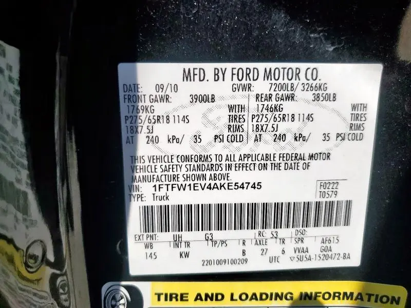 2010 FORD F150 SUPERCREW  