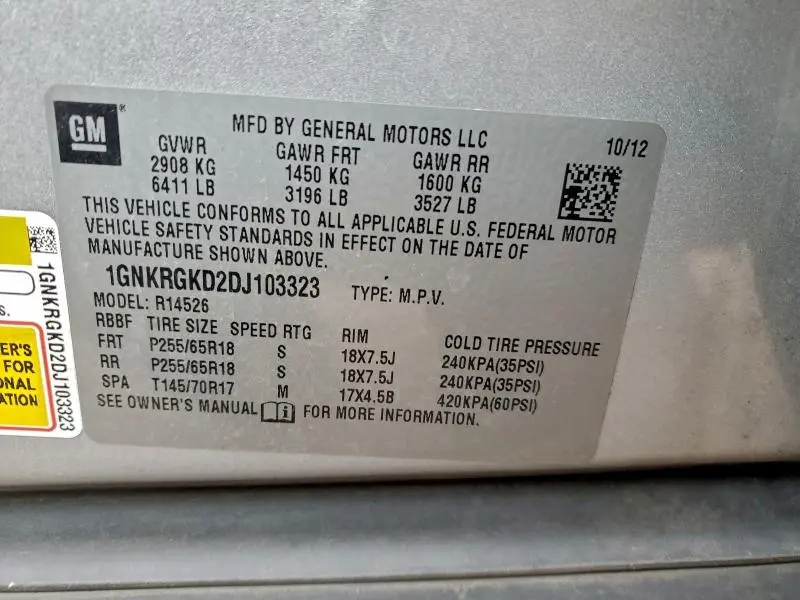 2013 CHEVROLET TRAVERSE LT  