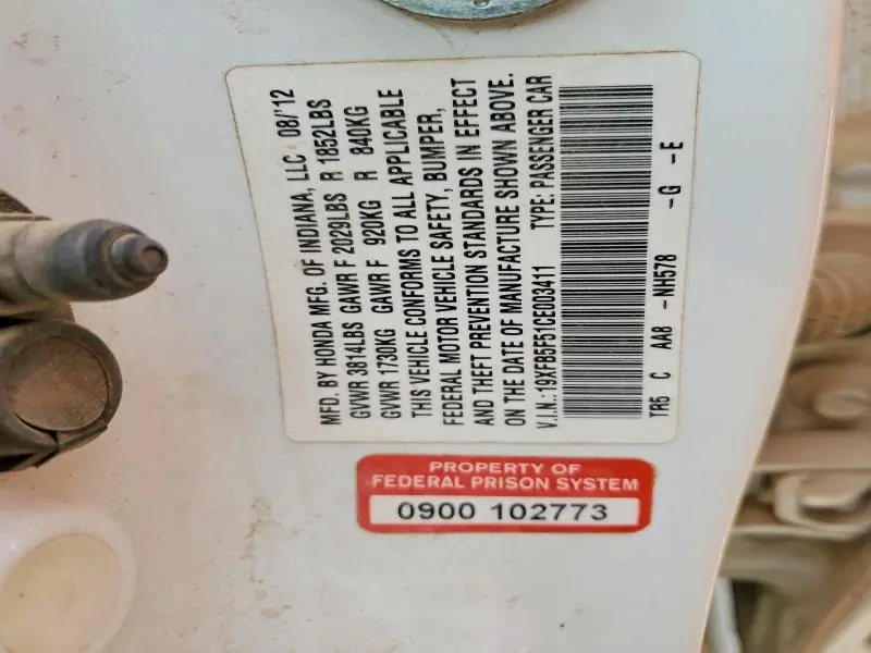 2012 HONDA CIVIC NATURAL GAS  
