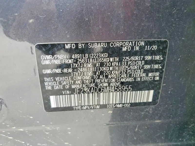 2021 SUBARU FORESTER   