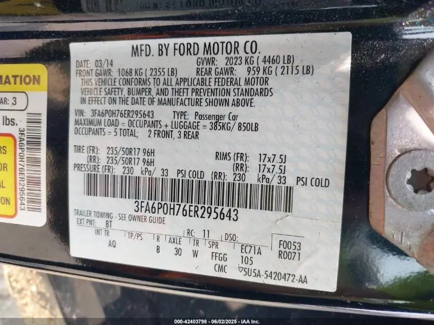 2014 FORD FUSION SE