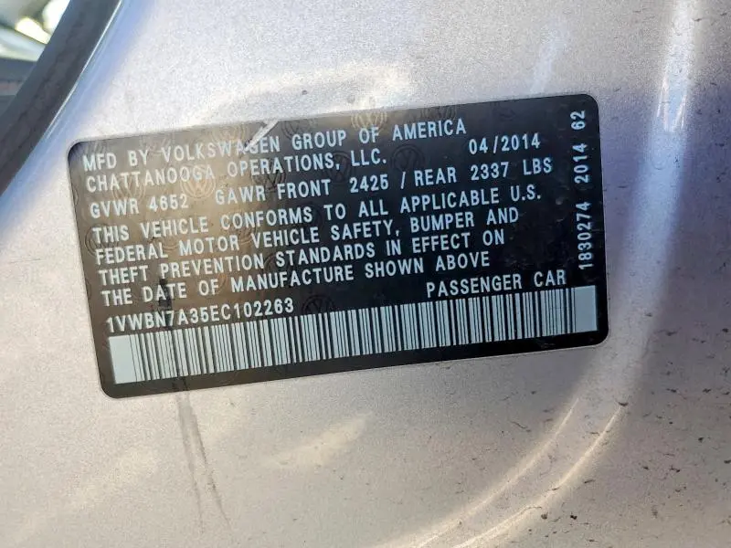 2014 VOLKSWAGEN PASSAT SE  