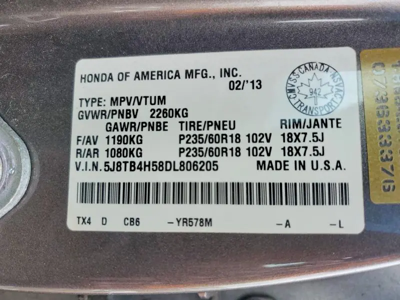 2013 ACURA RDX TECHNOLOGY  